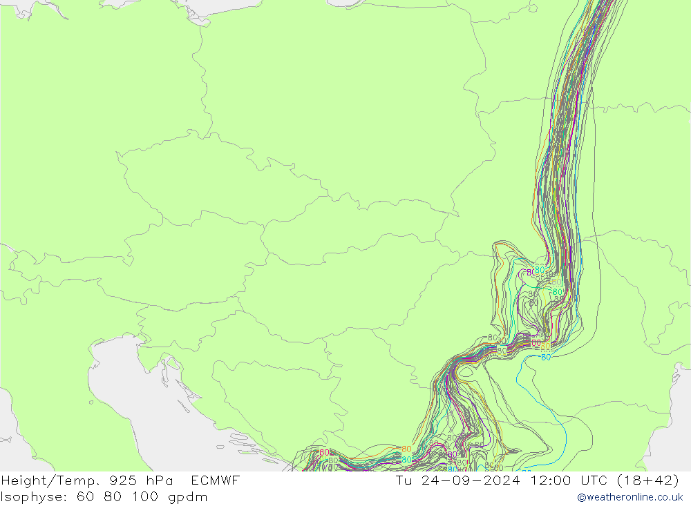 Height/Temp. 925 гПа ECMWF вт 24.09.2024 12 UTC