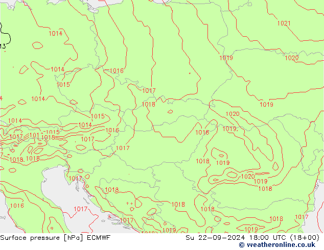 Surface pressure ECMWF Su 22.09.2024 18 UTC