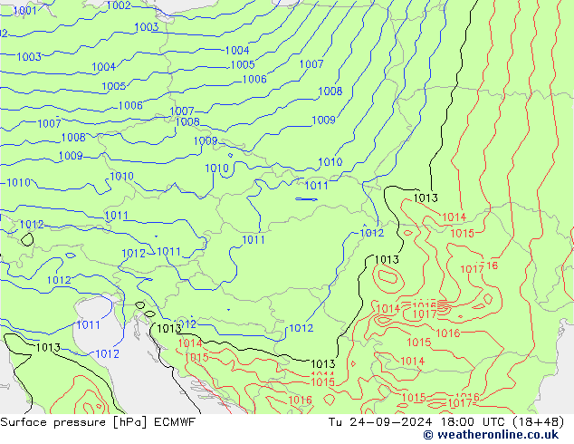 Pressione al suolo ECMWF mar 24.09.2024 18 UTC