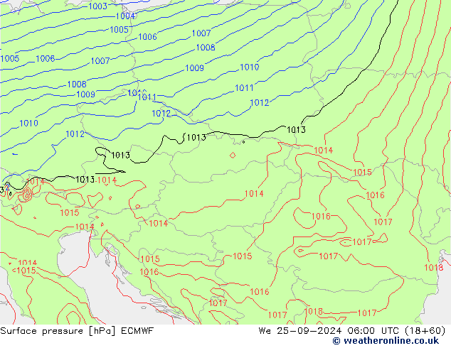 pression de l'air ECMWF mer 25.09.2024 06 UTC