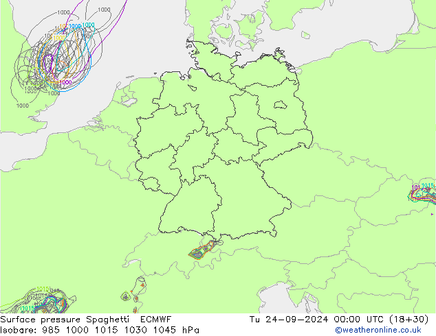 Bodendruck Spaghetti ECMWF Di 24.09.2024 00 UTC