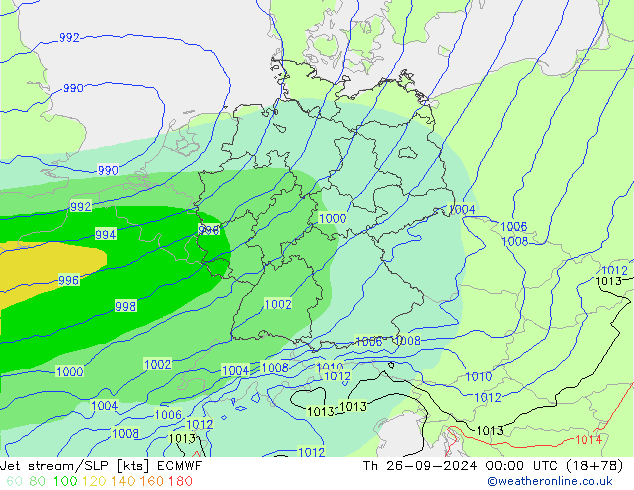 джет/приземное давление ECMWF чт 26.09.2024 00 UTC