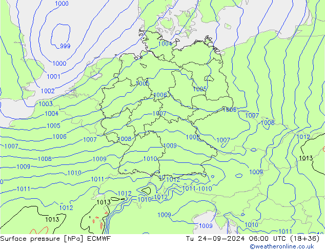 Pressione al suolo ECMWF mar 24.09.2024 06 UTC