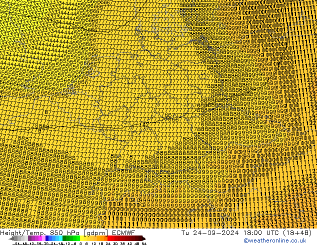 Height/Temp. 850 hPa ECMWF Ter 24.09.2024 18 UTC