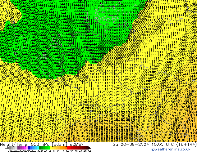 Height/Temp. 850 hPa ECMWF Sa 28.09.2024 18 UTC