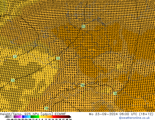 Height/Temp. 925 гПа ECMWF пн 23.09.2024 06 UTC