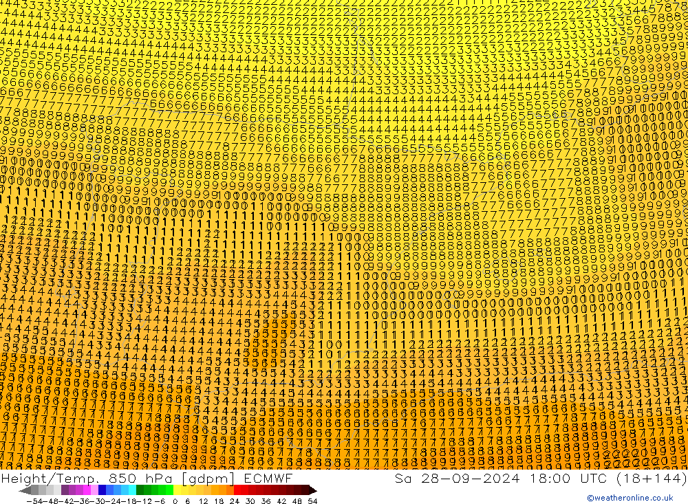 Height/Temp. 850 hPa ECMWF Sa 28.09.2024 18 UTC