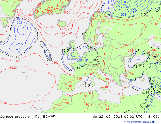 ciśnienie ECMWF pon. 23.09.2024 00 UTC