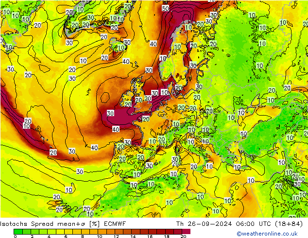 Isotachs Spread ECMWF Th 26.09.2024 06 UTC