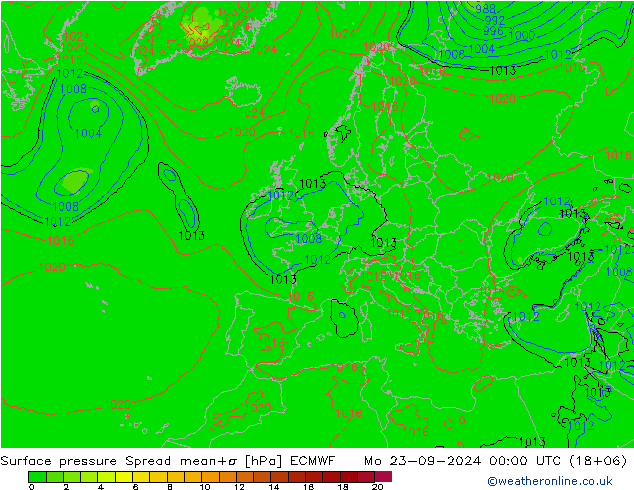 приземное давление Spread ECMWF пн 23.09.2024 00 UTC