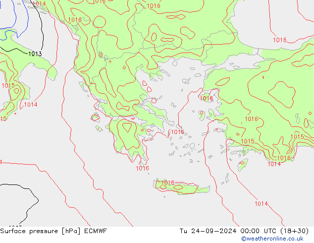 Surface pressure ECMWF Tu 24.09.2024 00 UTC