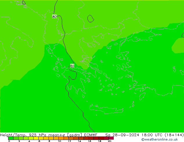 Height/Temp. 925 hPa ECMWF Sa 28.09.2024 18 UTC