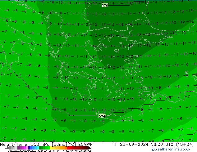 Géop./Temp. 500 hPa ECMWF jeu 26.09.2024 06 UTC