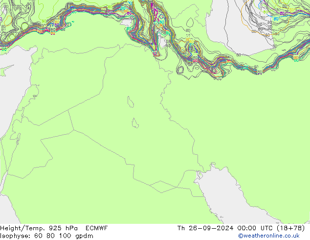 Height/Temp. 925 hPa ECMWF  26.09.2024 00 UTC