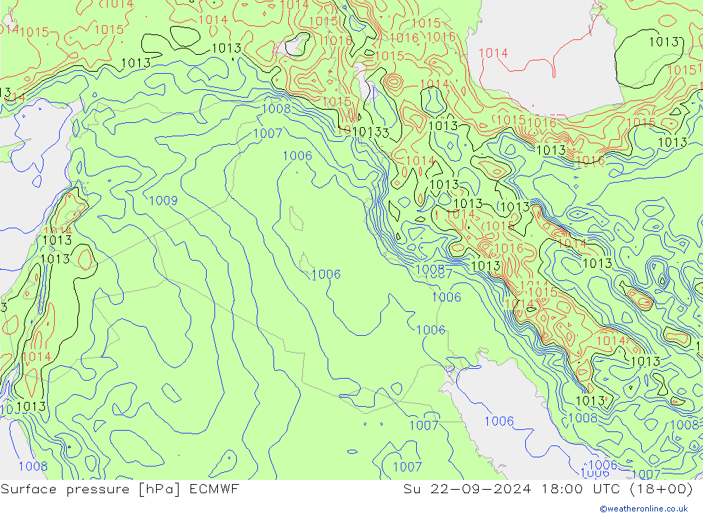 pressão do solo ECMWF Dom 22.09.2024 18 UTC