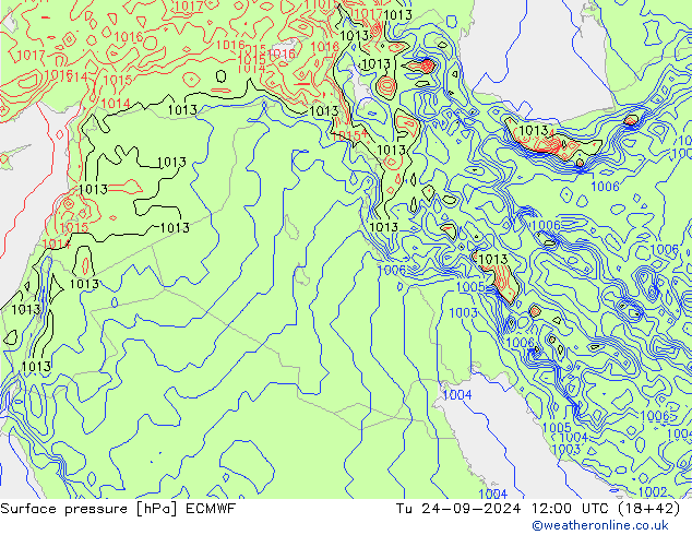 Atmosférický tlak ECMWF Út 24.09.2024 12 UTC