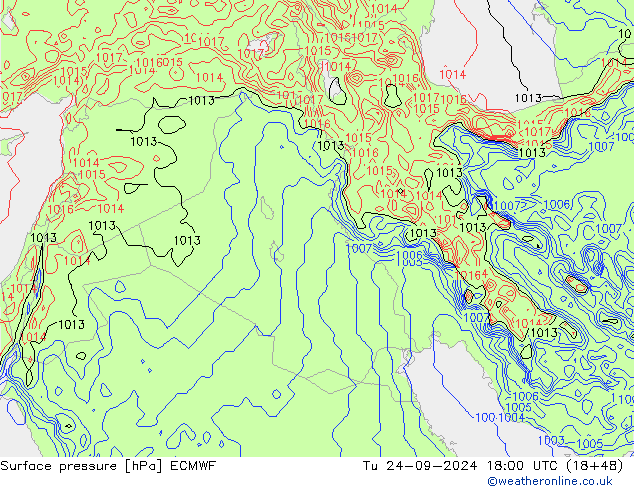 Luchtdruk (Grond) ECMWF di 24.09.2024 18 UTC