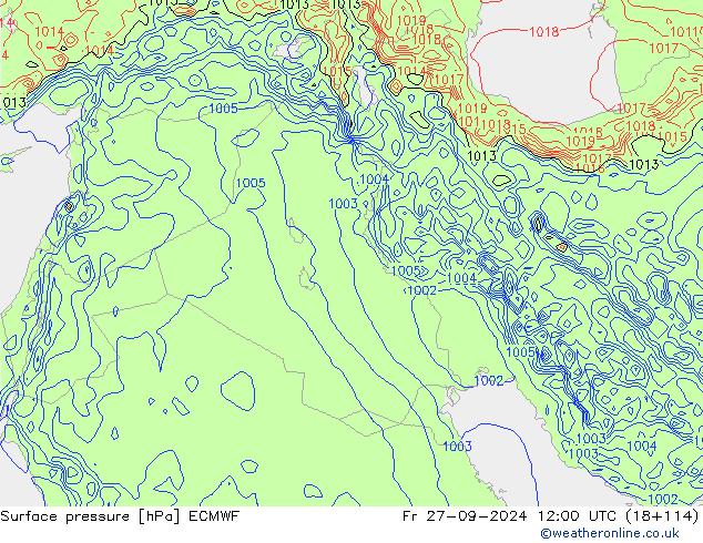 ciśnienie ECMWF pt. 27.09.2024 12 UTC