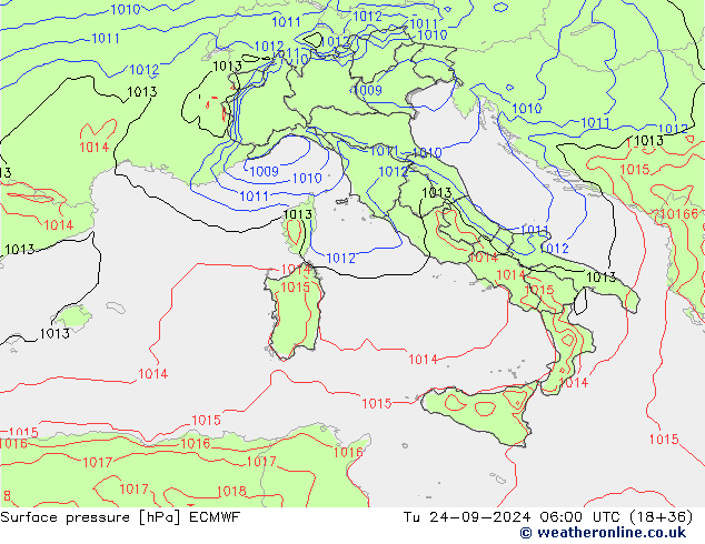 Surface pressure ECMWF Tu 24.09.2024 06 UTC