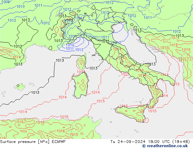 Surface pressure ECMWF Tu 24.09.2024 18 UTC