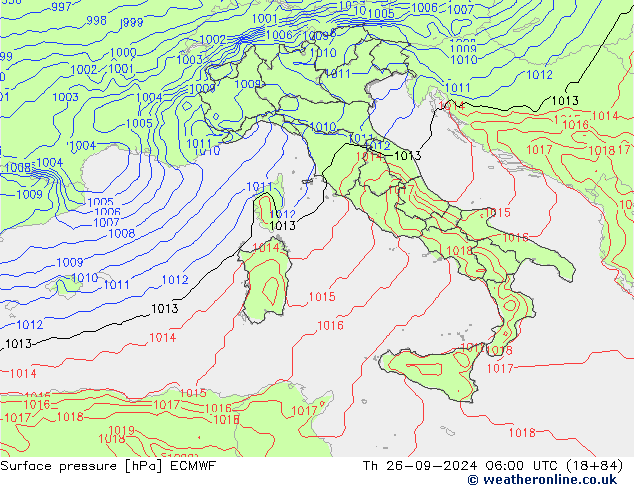 Surface pressure ECMWF Th 26.09.2024 06 UTC