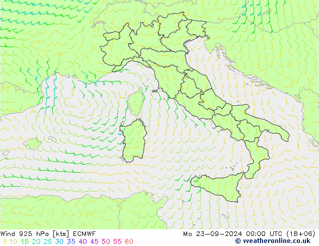 Wind 925 hPa ECMWF Mo 23.09.2024 00 UTC