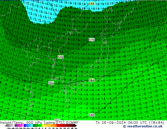 Height/Temp. 500 hPa ECMWF  26.09.2024 06 UTC