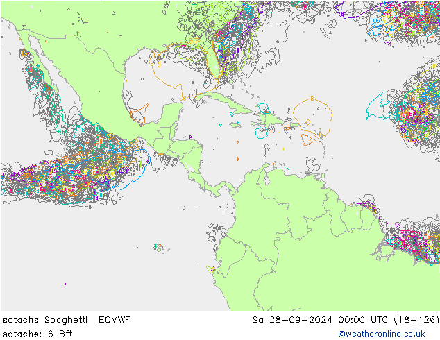 Isotaca Spaghetti ECMWF sáb 28.09.2024 00 UTC