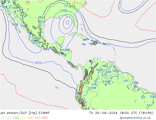 Straalstroom/SLP ECMWF do 26.09.2024 18 UTC