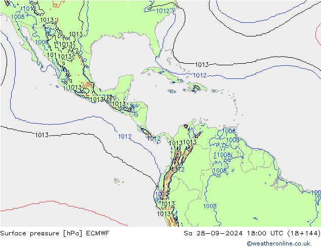 pressão do solo ECMWF Sáb 28.09.2024 18 UTC