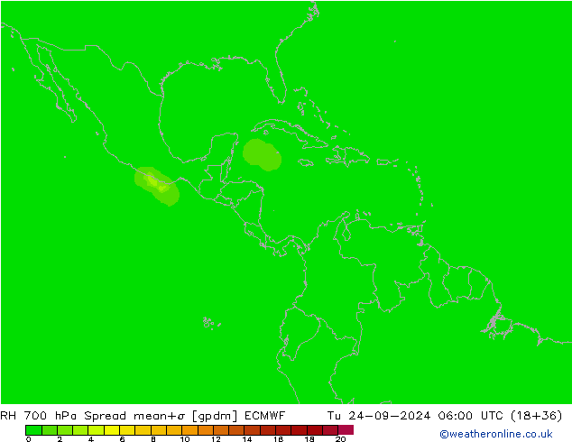 RH 700 hPa Spread ECMWF Tu 24.09.2024 06 UTC