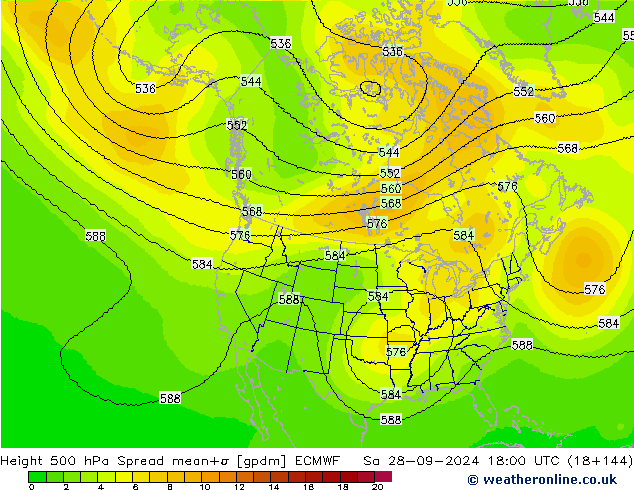 Height 500 hPa Spread ECMWF Sa 28.09.2024 18 UTC