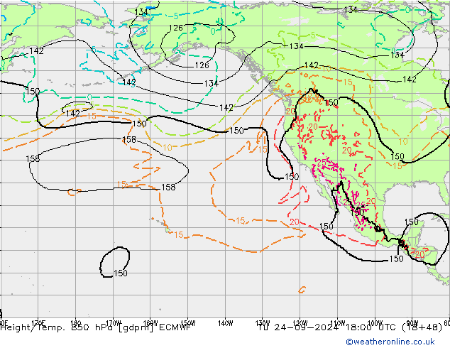 Height/Temp. 850 hPa ECMWF  24.09.2024 18 UTC