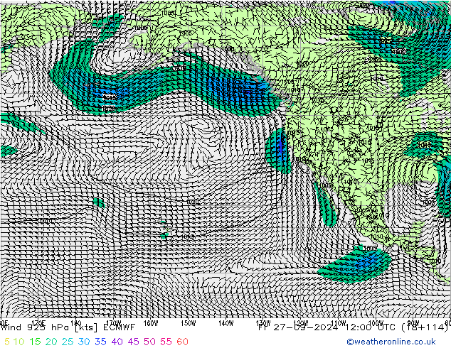 Vento 925 hPa ECMWF Sex 27.09.2024 12 UTC