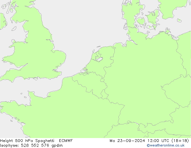 Height 500 hPa Spaghetti ECMWF  23.09.2024 12 UTC