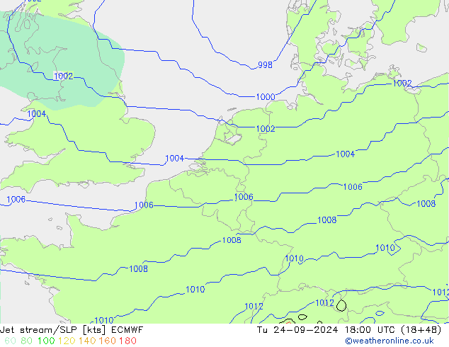 Straalstroom/SLP ECMWF di 24.09.2024 18 UTC