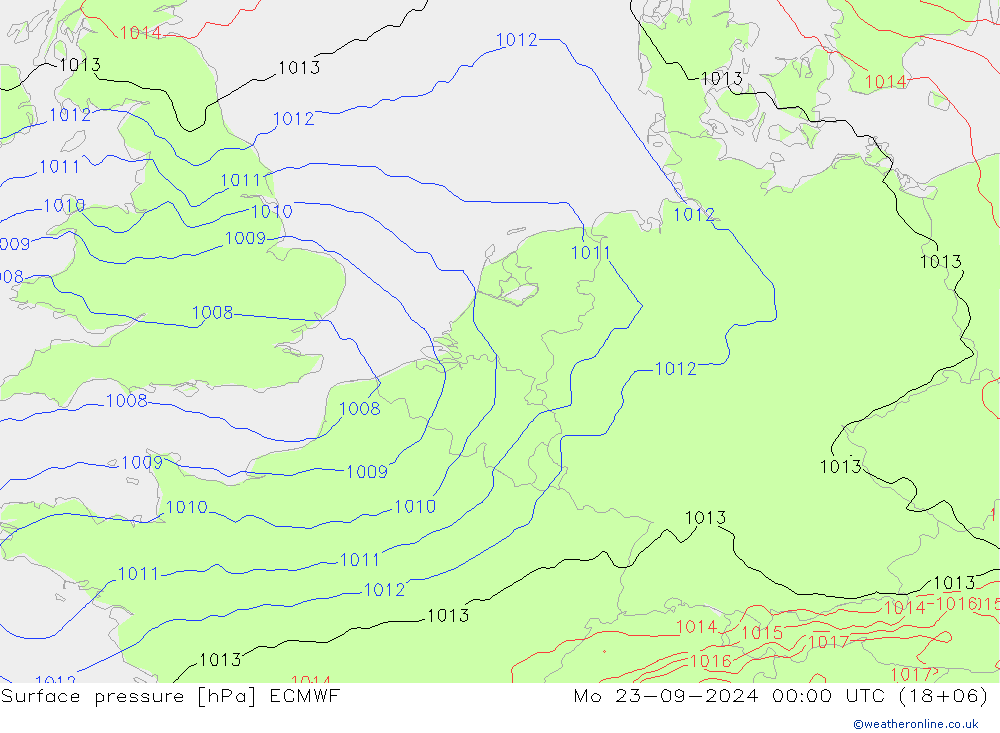 地面气压 ECMWF 星期一 23.09.2024 00 UTC