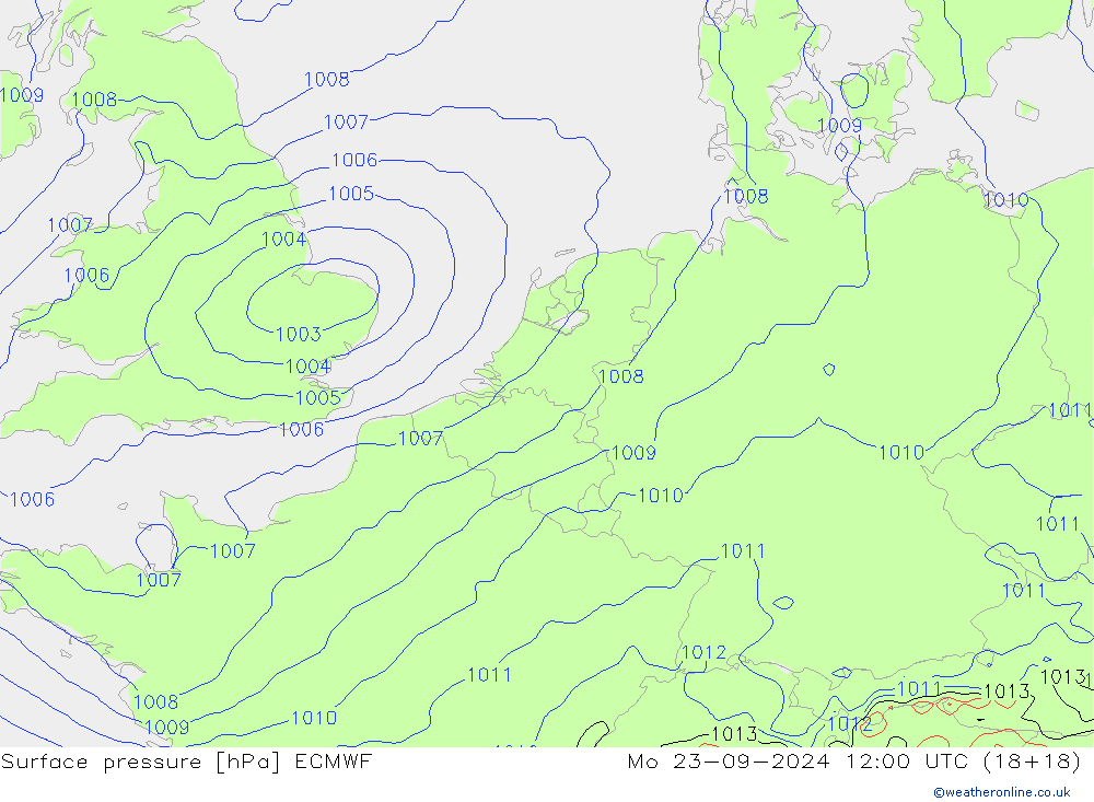 Surface pressure ECMWF Mo 23.09.2024 12 UTC