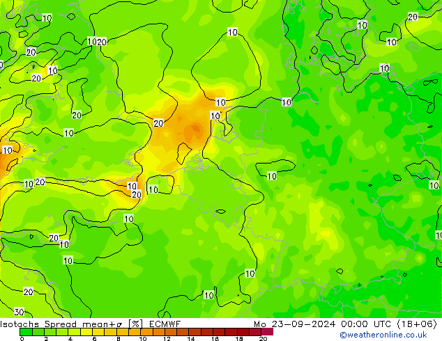 Isotachs Spread ECMWF Seg 23.09.2024 00 UTC