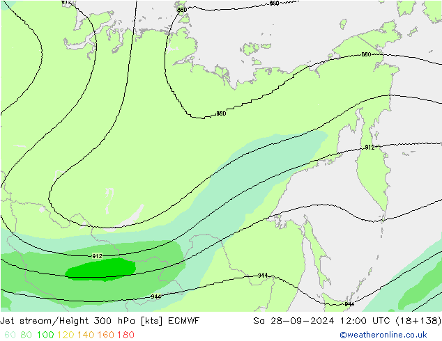 Prąd strumieniowy ECMWF so. 28.09.2024 12 UTC