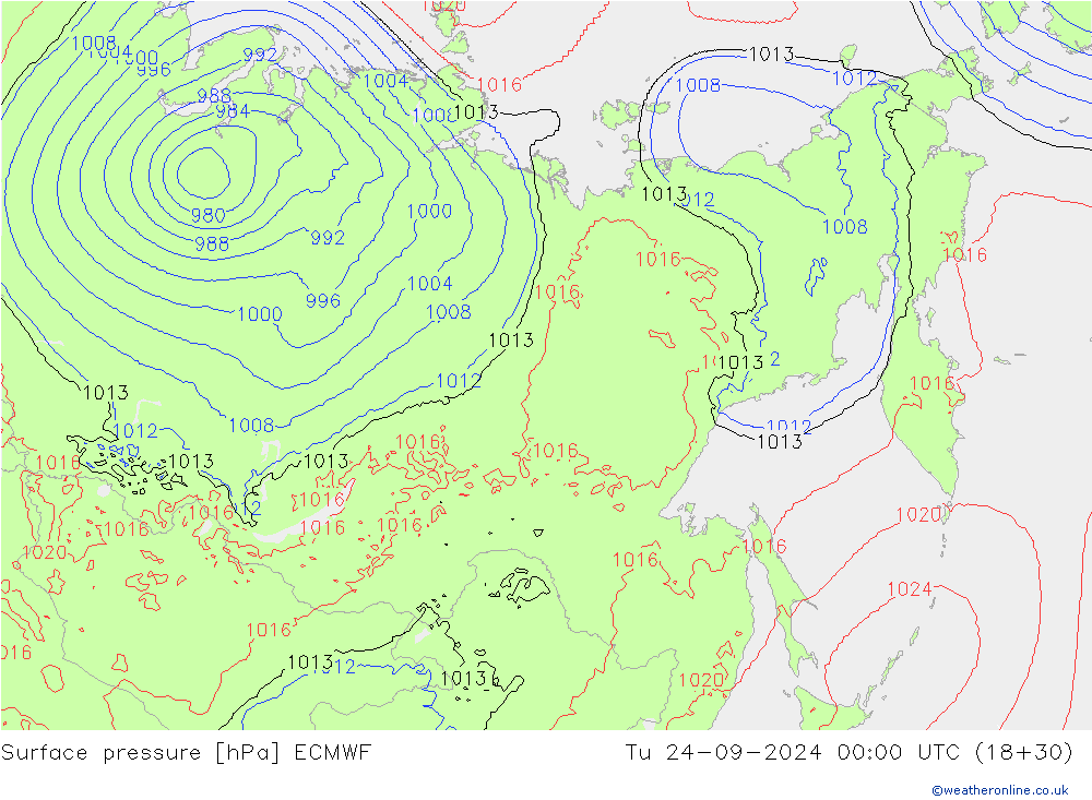 Yer basıncı ECMWF Sa 24.09.2024 00 UTC