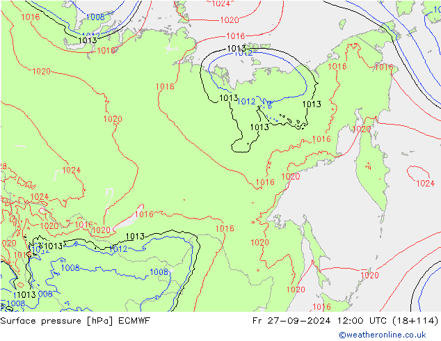 Yer basıncı ECMWF Cu 27.09.2024 12 UTC