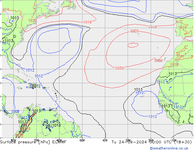 Luchtdruk (Grond) ECMWF di 24.09.2024 00 UTC