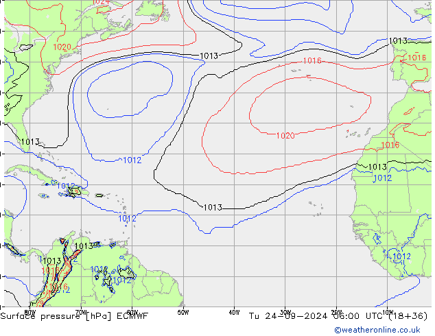 Presión superficial ECMWF mar 24.09.2024 06 UTC