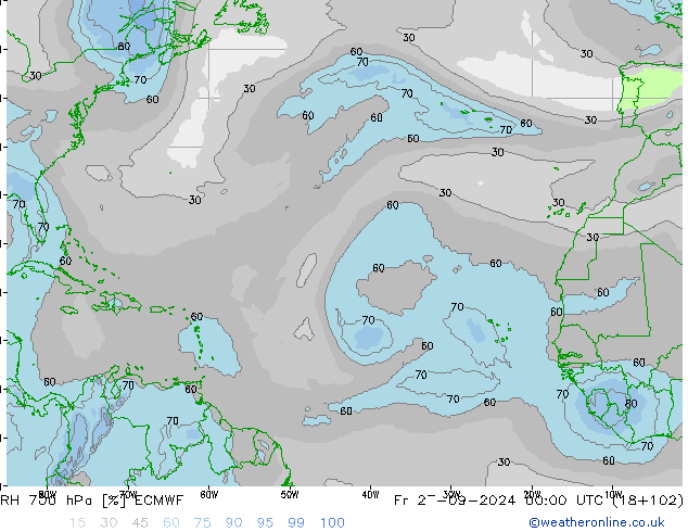 700 hPa Nispi Nem ECMWF Cu 27.09.2024 00 UTC