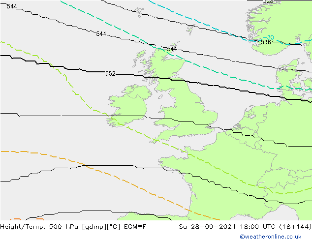 Height/Temp. 500 hPa ECMWF  28.09.2024 18 UTC