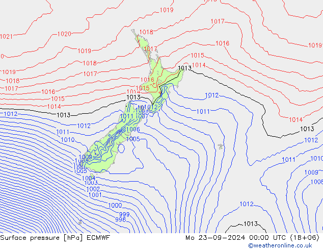 Surface pressure ECMWF Mo 23.09.2024 00 UTC