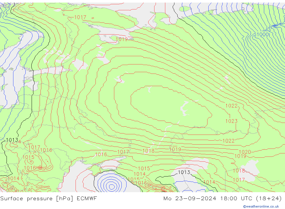 Pressione al suolo ECMWF lun 23.09.2024 18 UTC