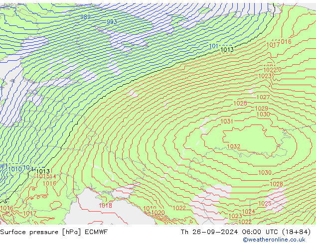 Surface pressure ECMWF Th 26.09.2024 06 UTC