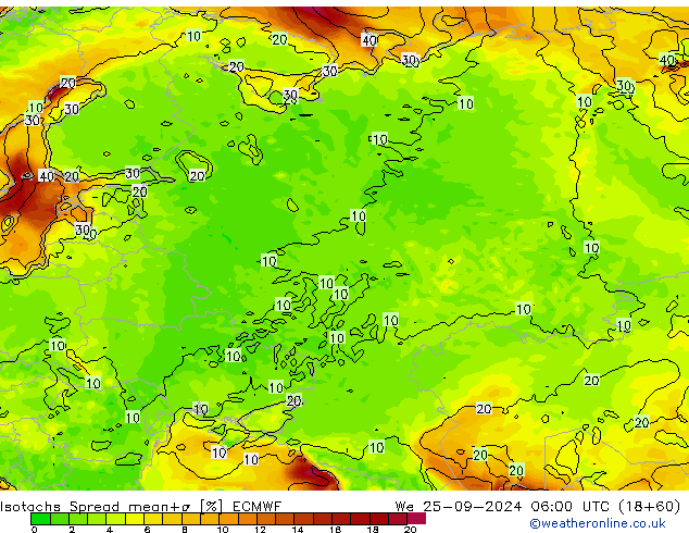 Isotachs Spread ECMWF We 25.09.2024 06 UTC